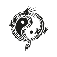 Yin yang dragon vector logo