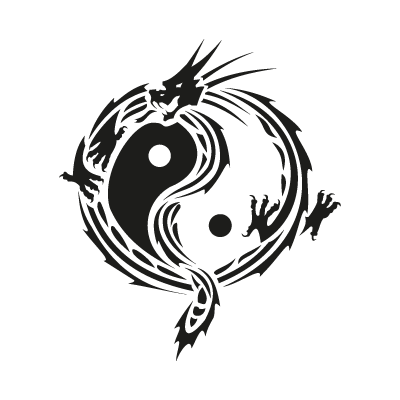 Yin yang dragon vector logo